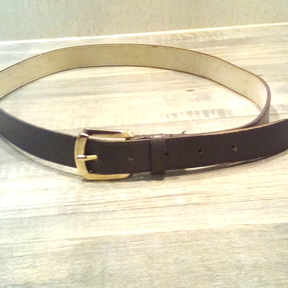 Women Leather Gold Buckle Brown Casual Belts